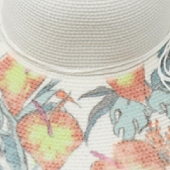 straw hat Tropical leaf print - Picture 2 of 3